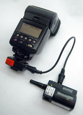 Canon 550EX   strobe  connected to a RPCube and RadioPopper JrX Studio Receiver